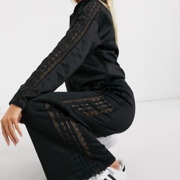 adidas originals bellista lace insert jumpsuit in black